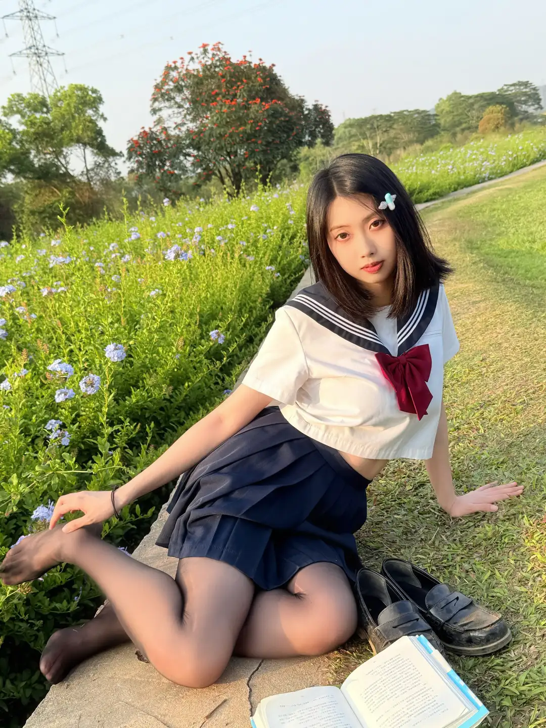 91tutu.cc@七只红豆 - No.002 红豆蓝花JK-002.webp