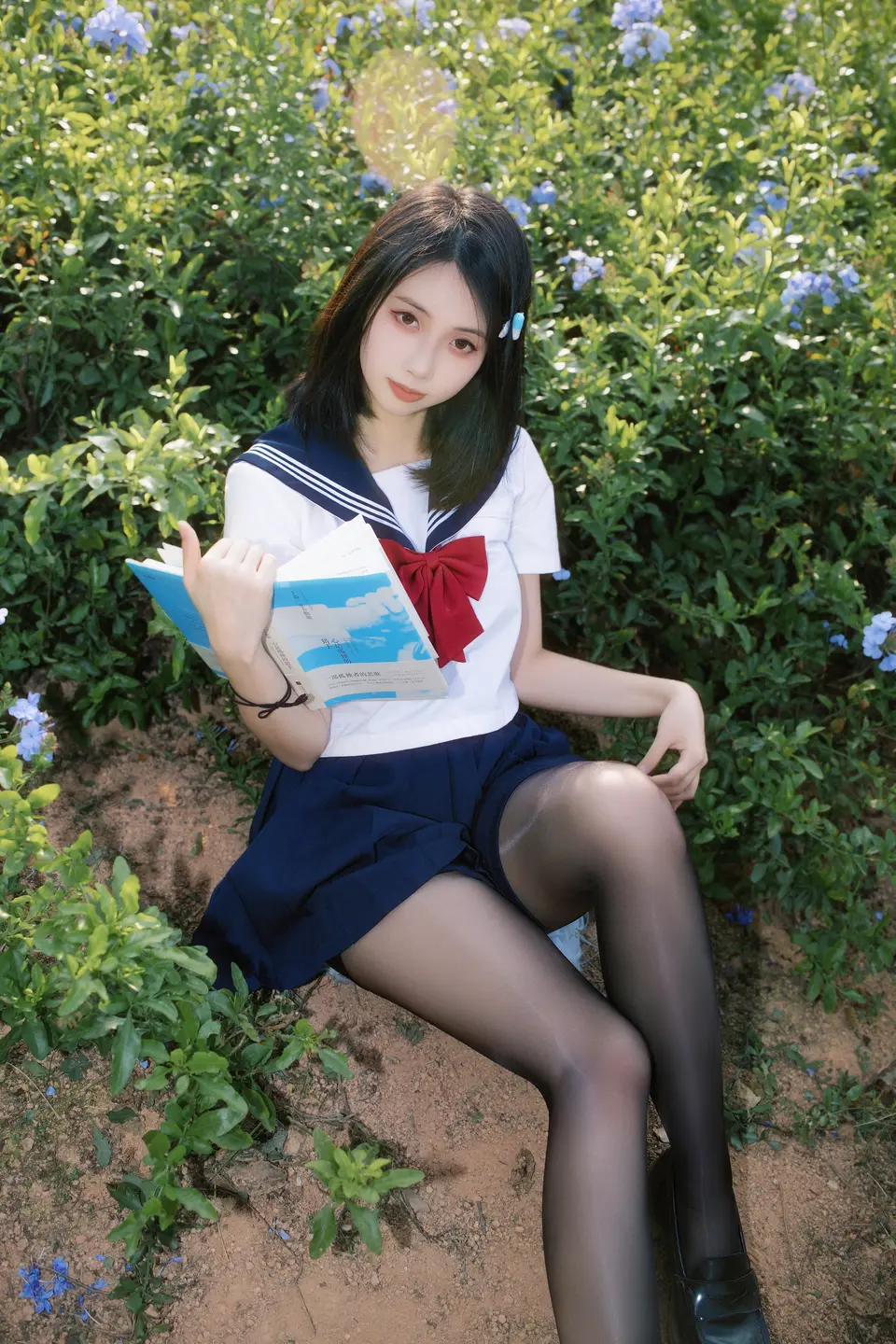 91tutu.cc@七只红豆 - No.002 红豆蓝花JK-003.webp