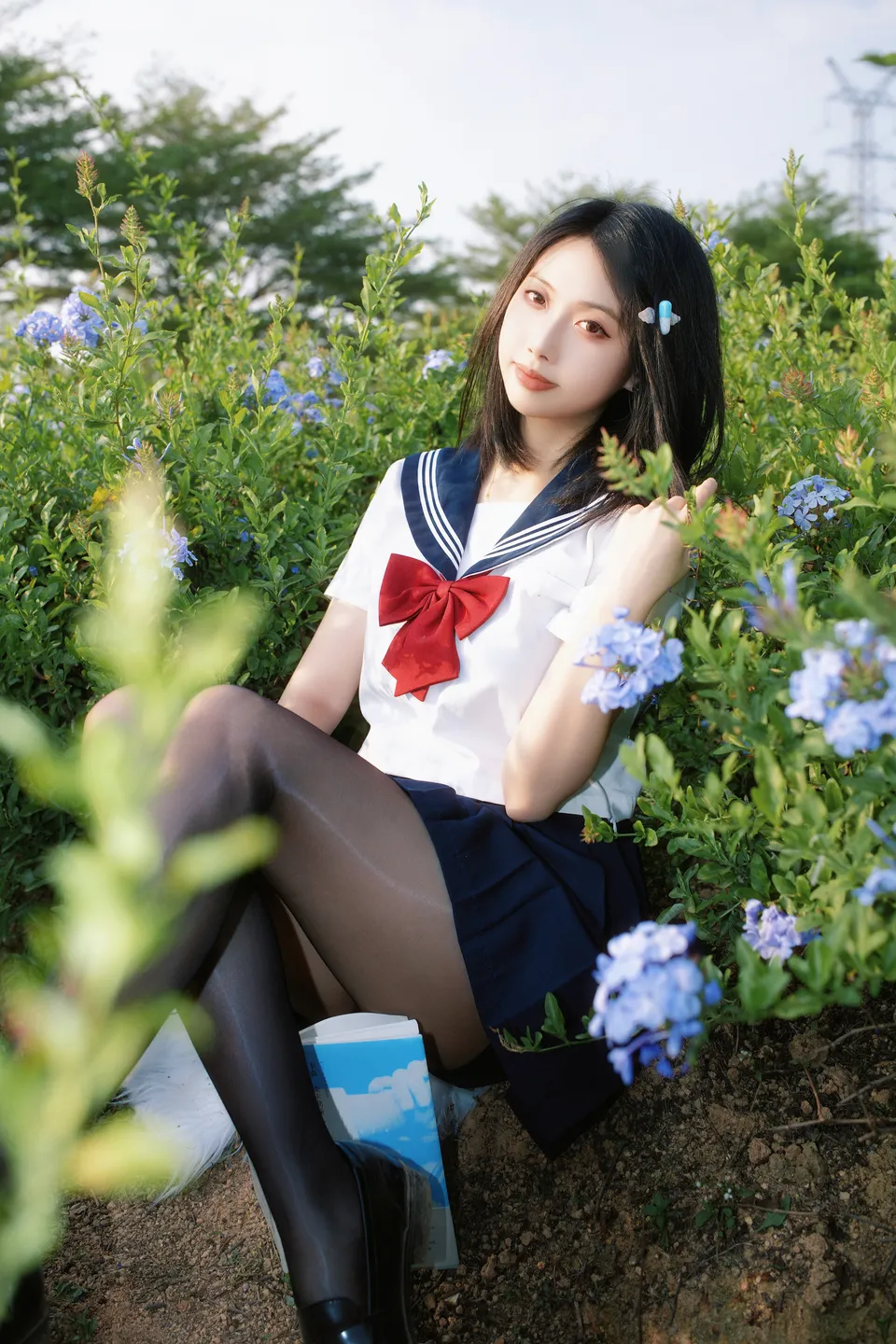 91tutu.cc@七只红豆 - No.002 红豆蓝花JK-016.webp