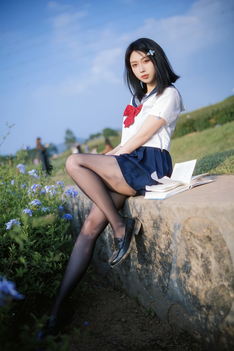 91tutu.cc@七只红豆 - No.002 红豆蓝花JK-017.webp