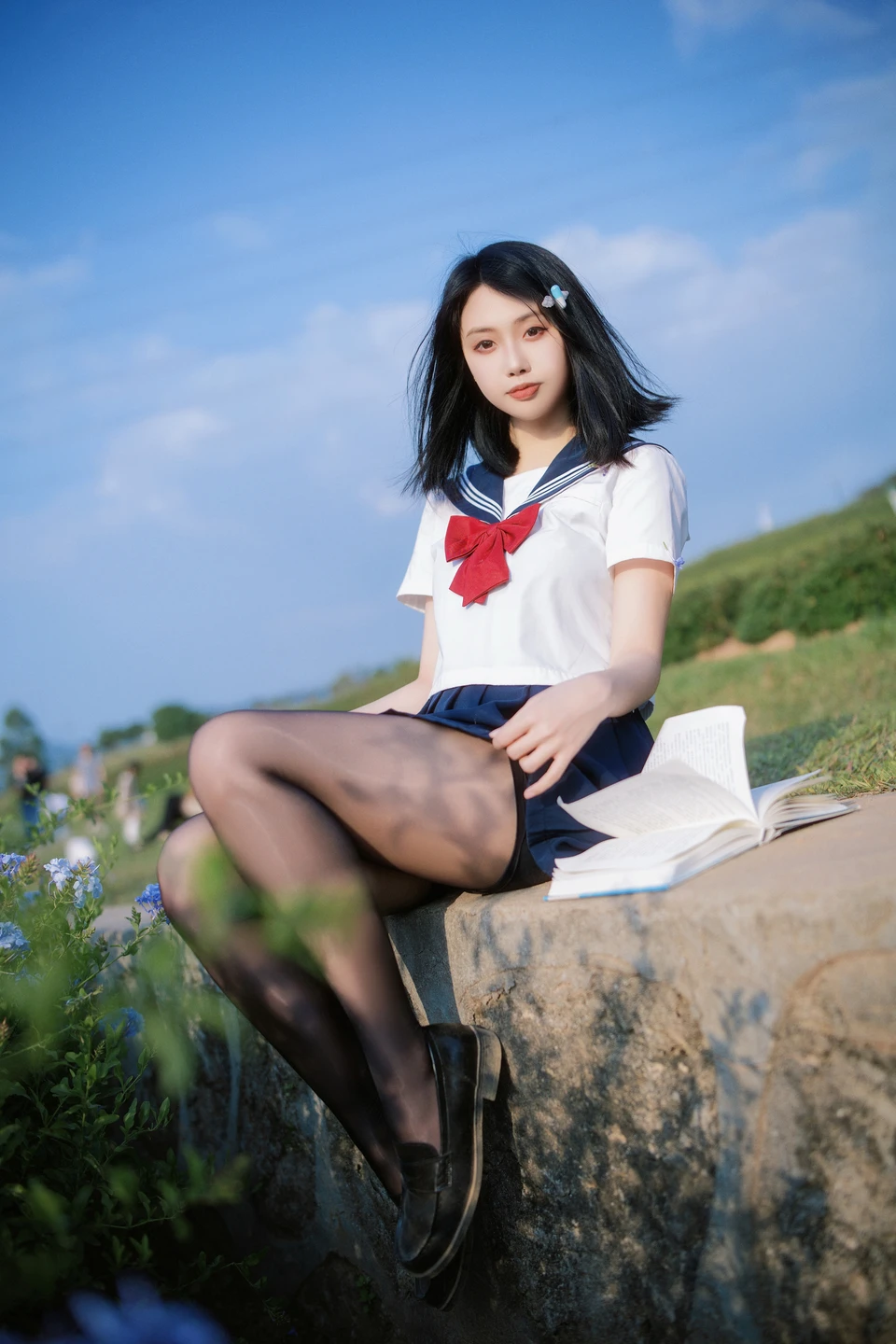 91tutu.cc@七只红豆 - No.002 红豆蓝花JK-018.webp