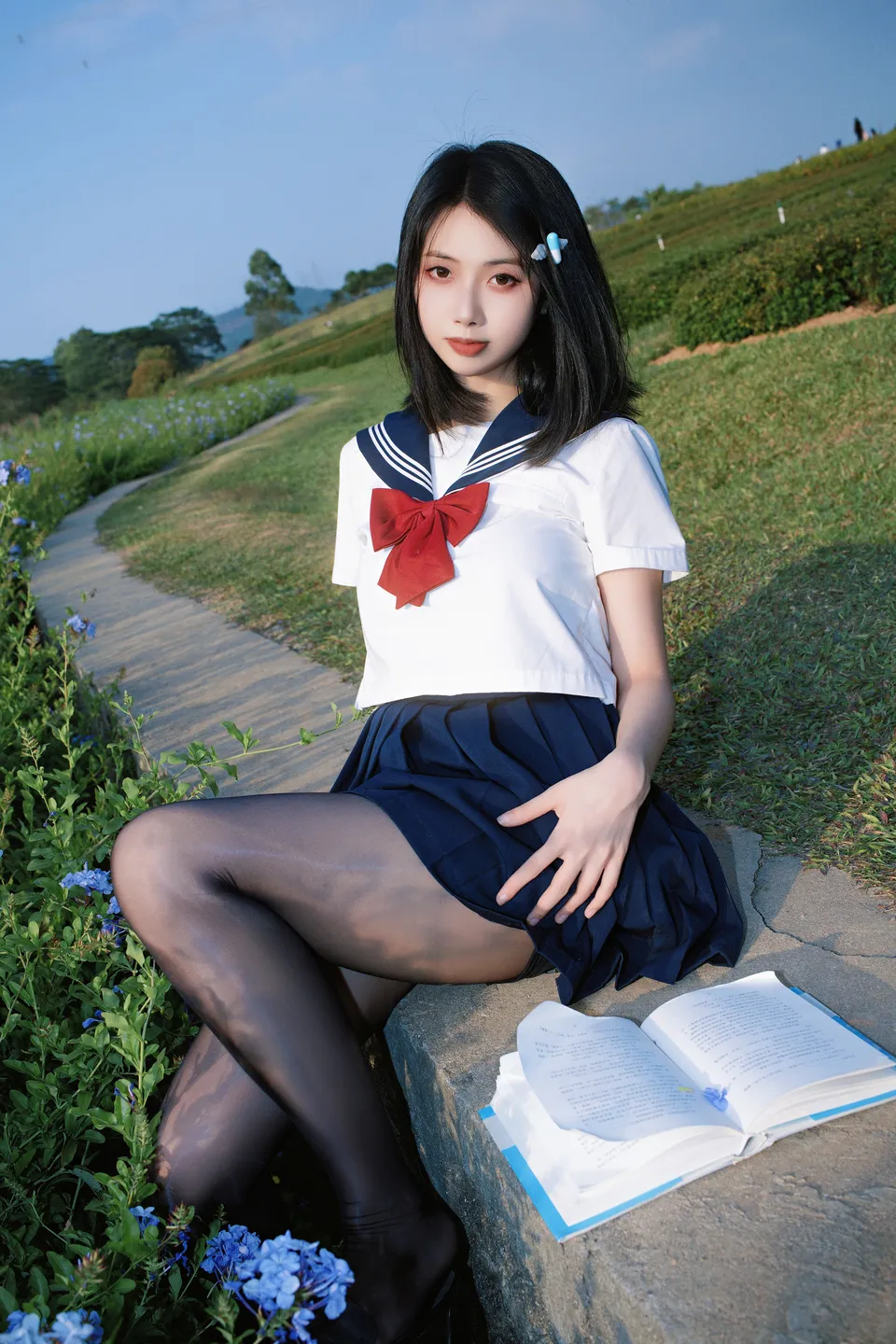 91tutu.cc@七只红豆 - No.002 红豆蓝花JK-023.webp
