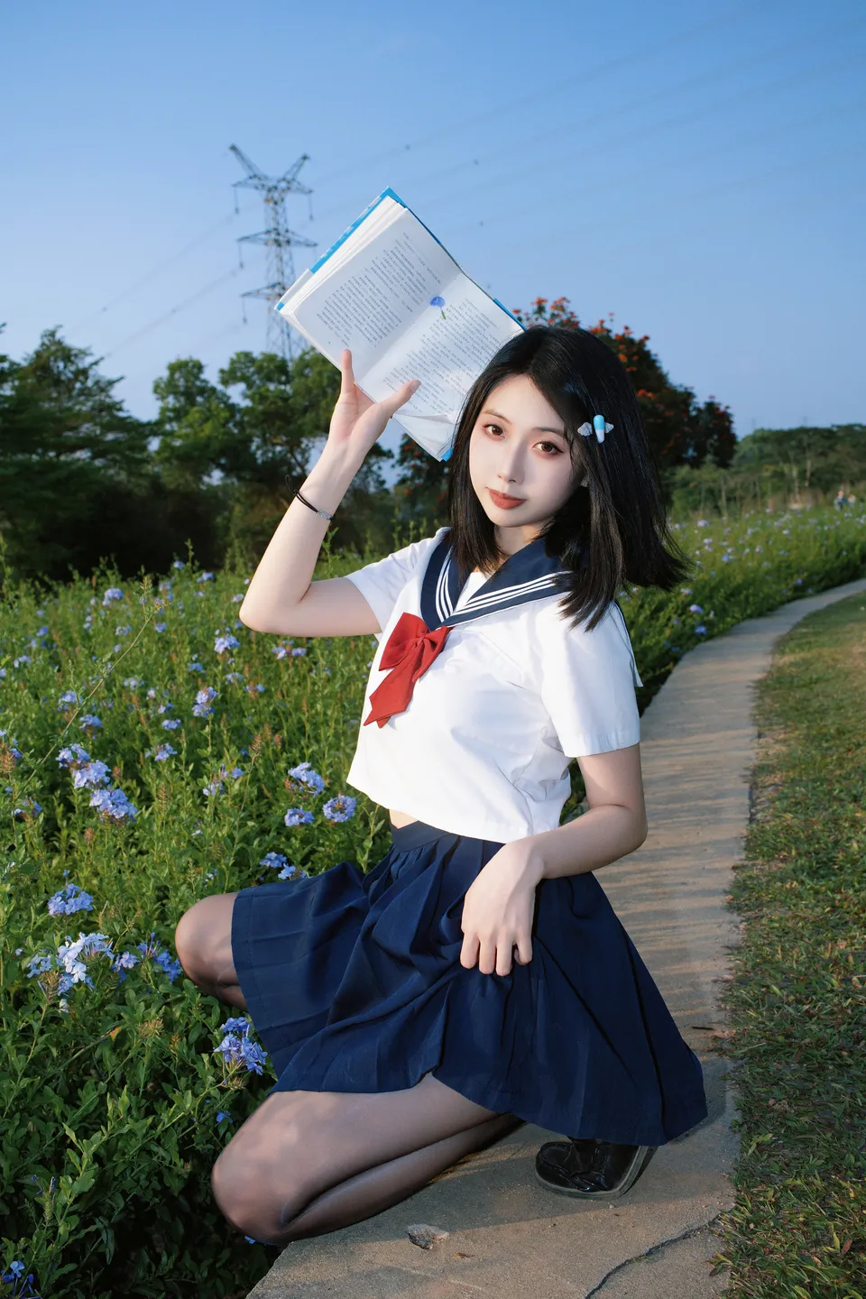 91tutu.cc@七只红豆 - No.002 红豆蓝花JK-024.webp