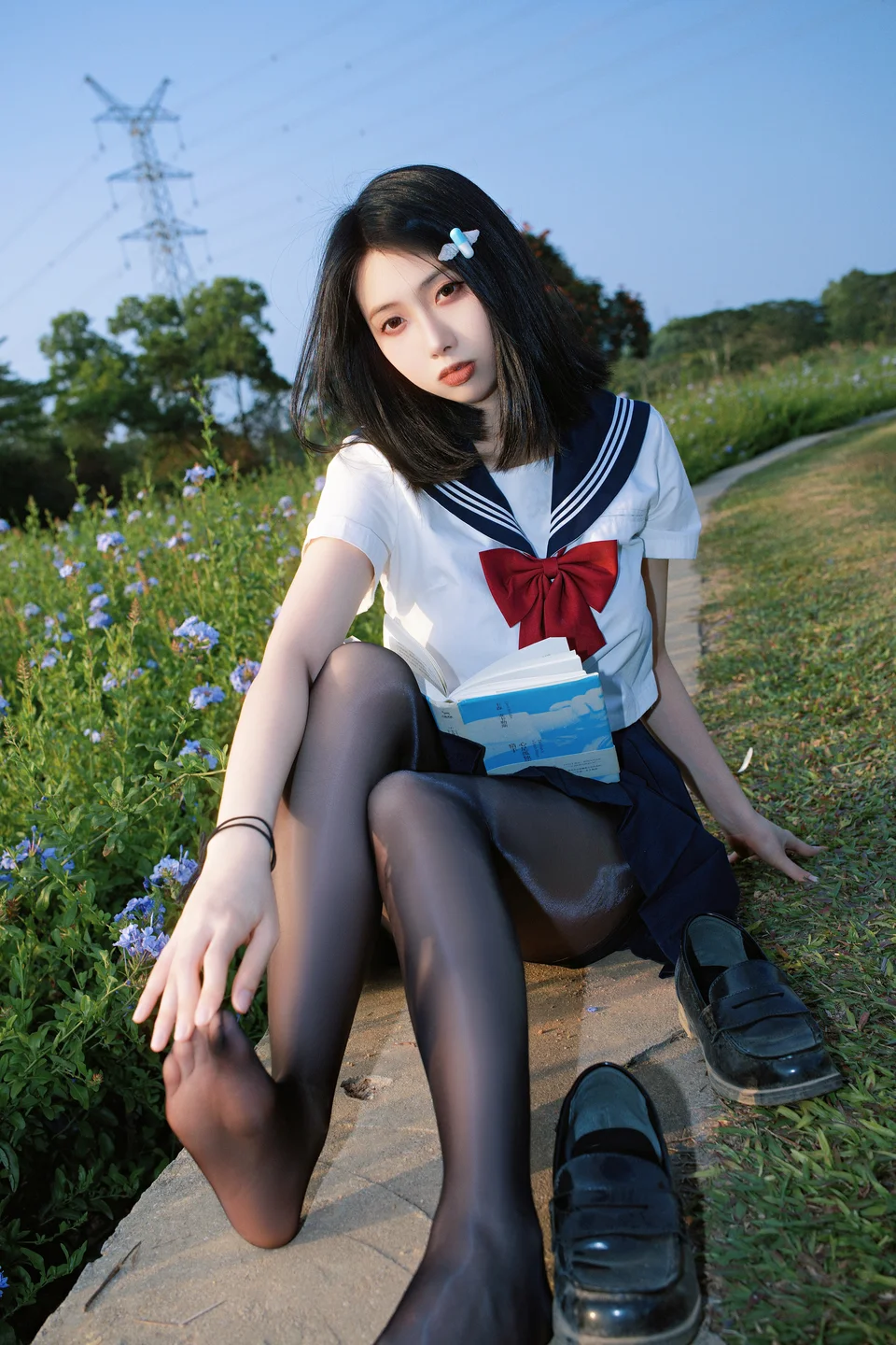 91tutu.cc@七只红豆 - No.002 红豆蓝花JK-030.webp