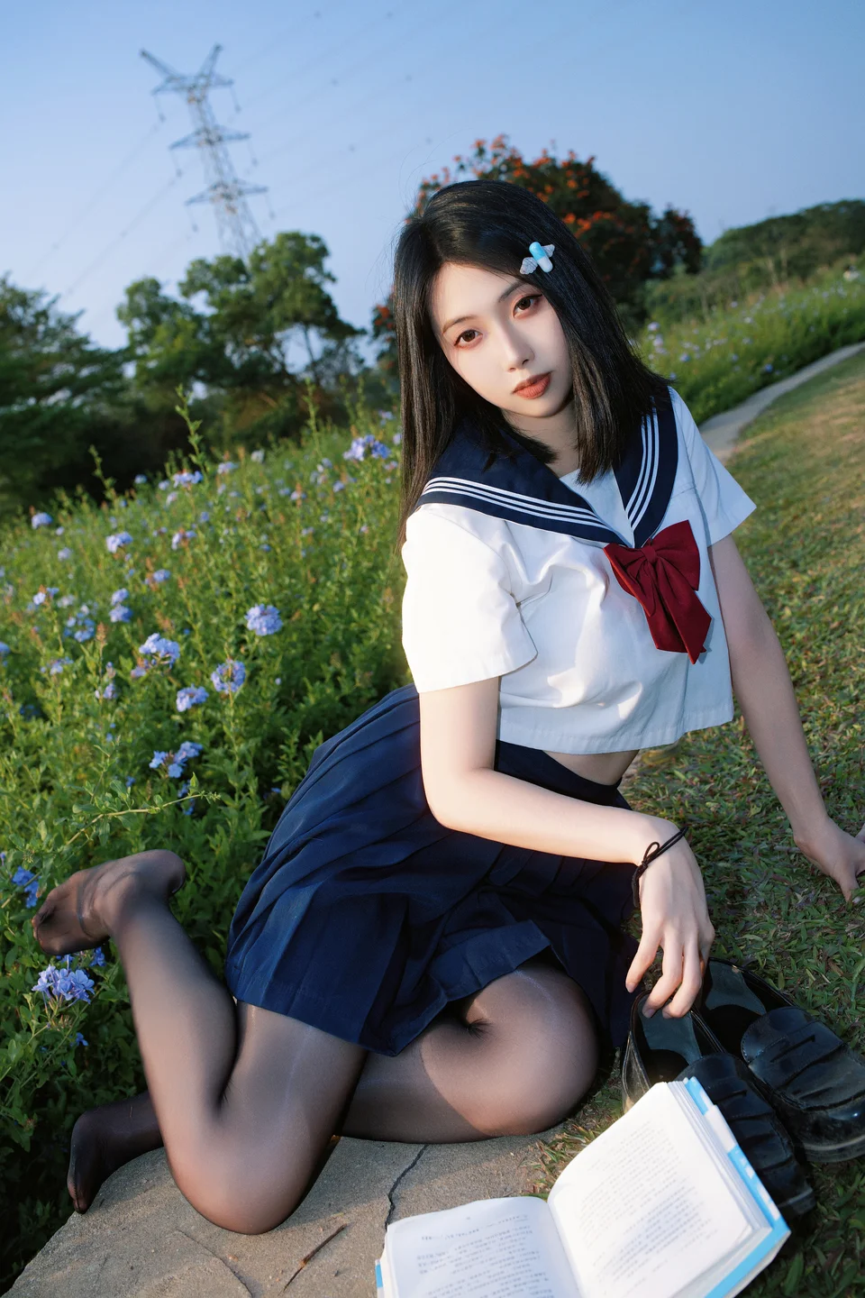 91tutu.cc@七只红豆 - No.002 红豆蓝花JK-033.webp