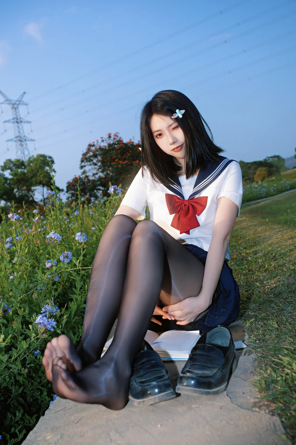 91tutu.cc@七只红豆 - No.002 红豆蓝花JK-038.webp