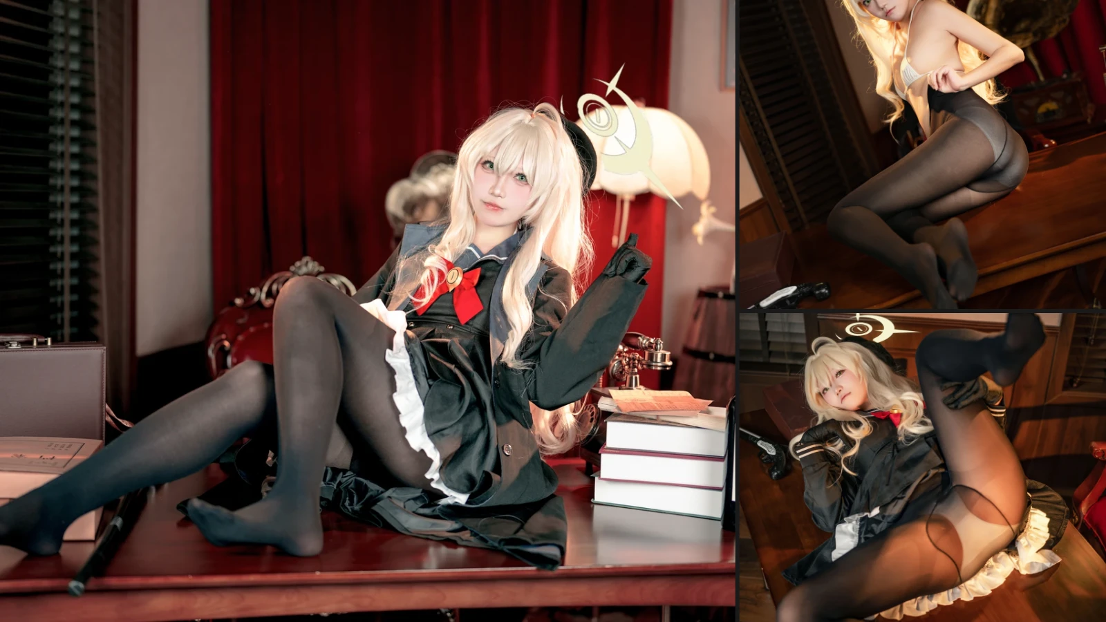 Coser@坠星大聪明 No 001 蔚蓝档案 笑脸教授 (84 photos + 5 videos)
